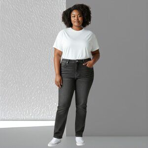 Silent Blank NYC Black Acid Wash Straight Raw Hem Ankle Jeans NWT